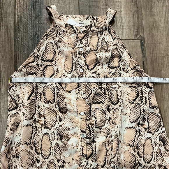 Entro Black and Tan Relaxed Fit Snake Skin Button Down Halter Tank Top - Picture 6 of 7